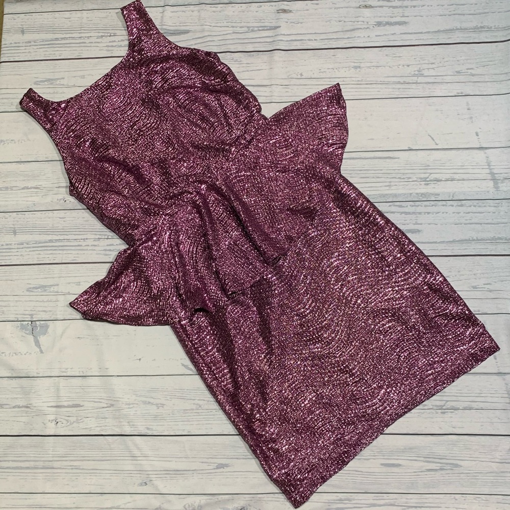 Hailey Logan Purple Shimmer Peplum Mini Dress